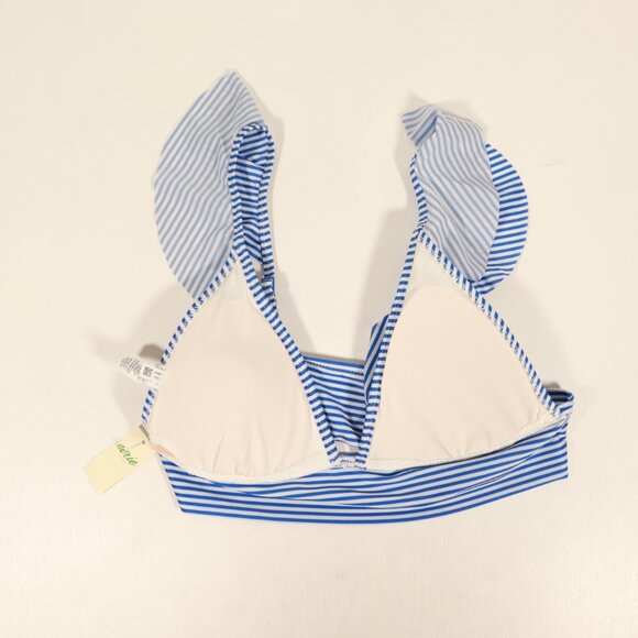 NWT Aerie Ruffle Longline Bikini Top in Blue Stripe - Picture 7 of 12